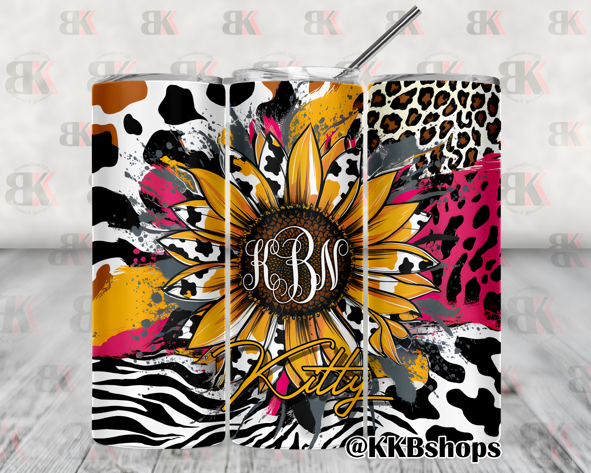 Sunflower Animal Print Tumbler