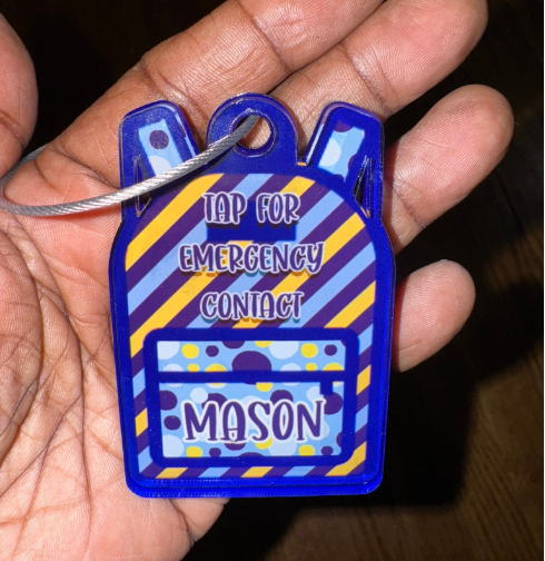 Personalized Backpack Tags – Tap for Emergency Contact