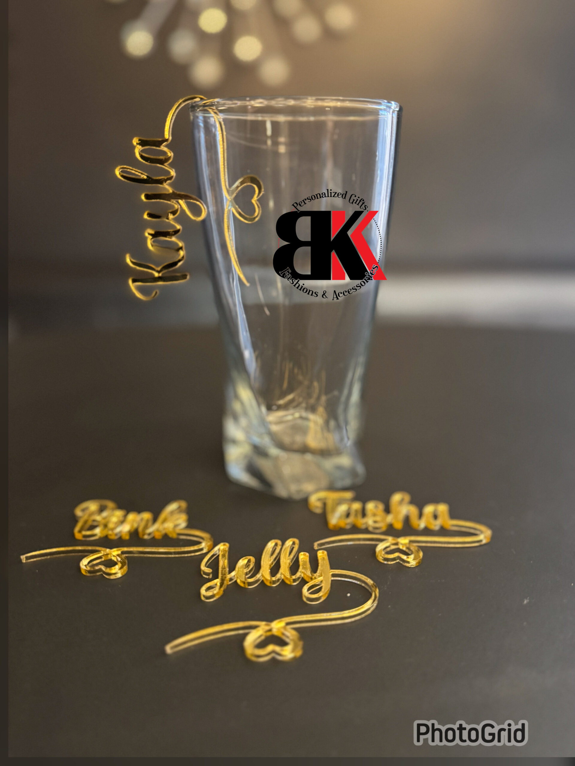 Name Drink Charms Tags with heart tail