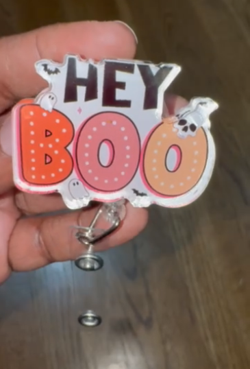 "Hey Boo" Halloween Badge Reel