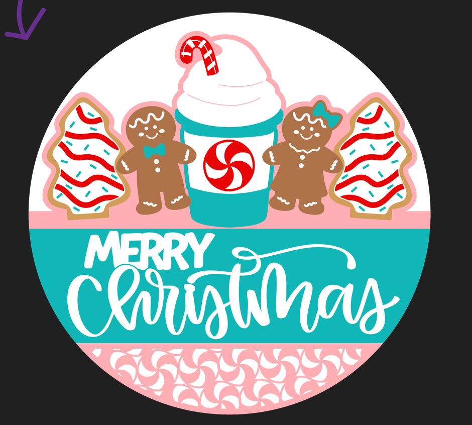 Peppermint Gingerbread Christmas Door Sign 🎄