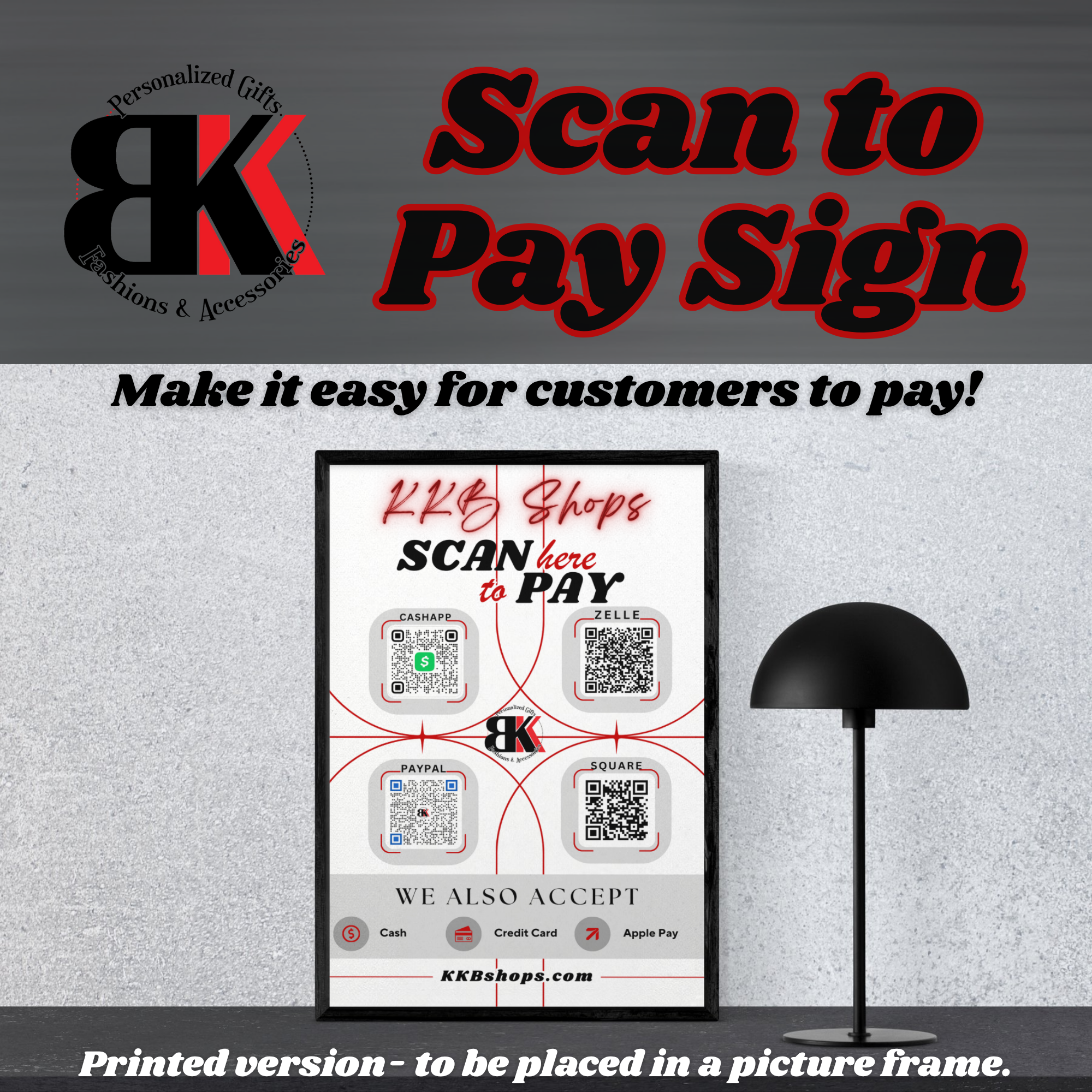 Scan to Pay Printed Sign