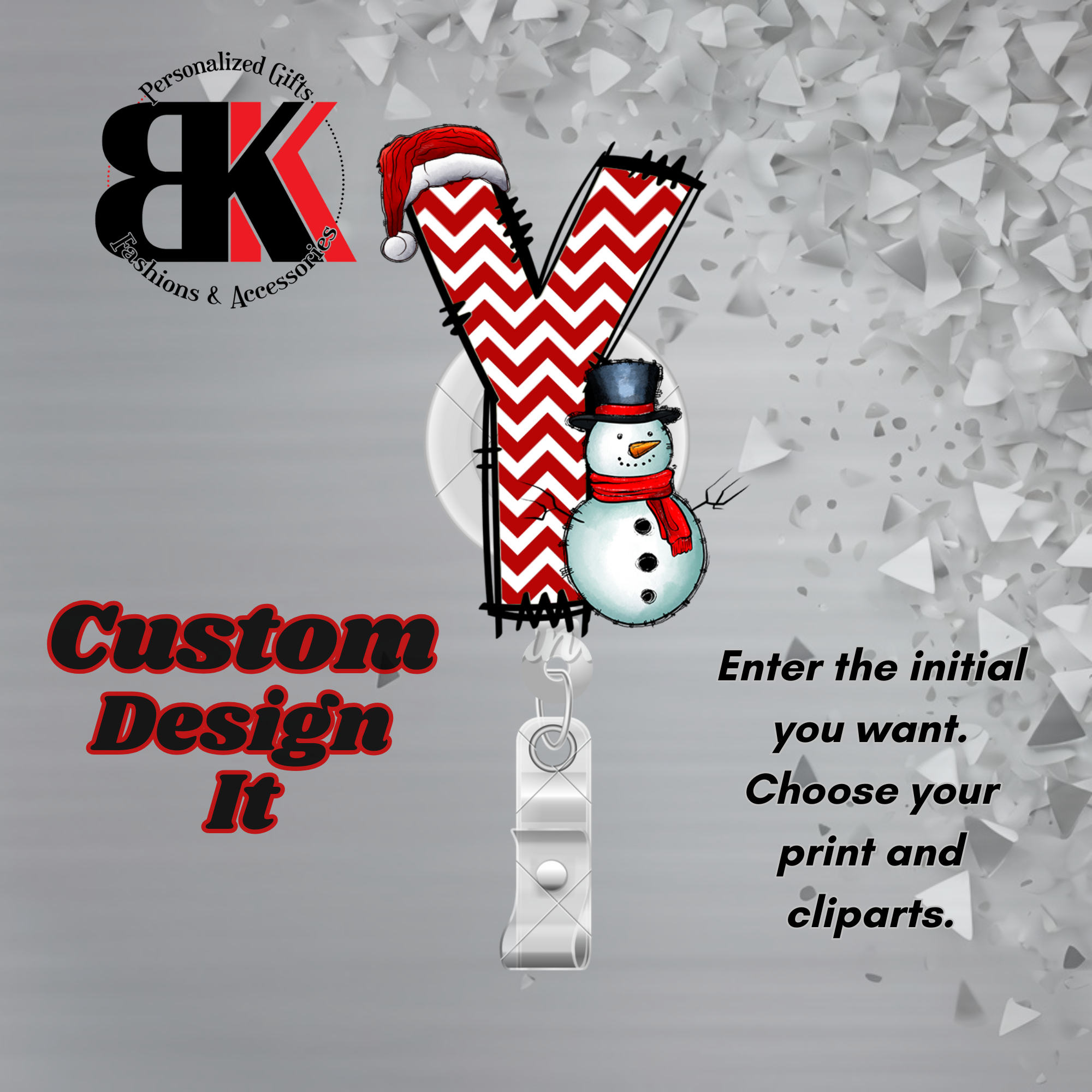 Holiday Monogram Initial Badge Reel